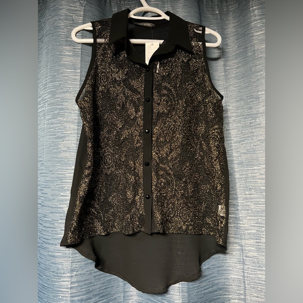 Suzy Shier Sheer Button Blouse